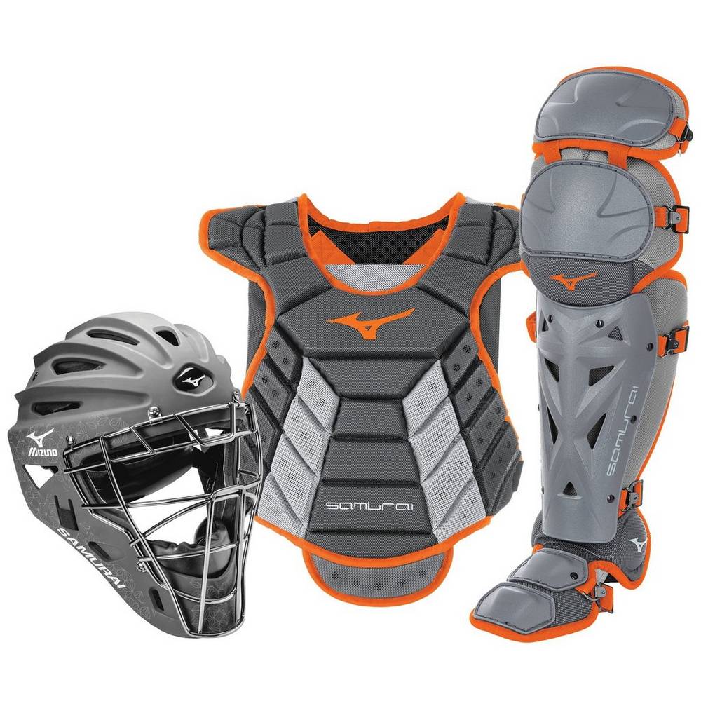 Womens Mizuno Samurai Boxed (13-14") Catchers Gear Set Grey/Orange Philippines (WAHSMR409)